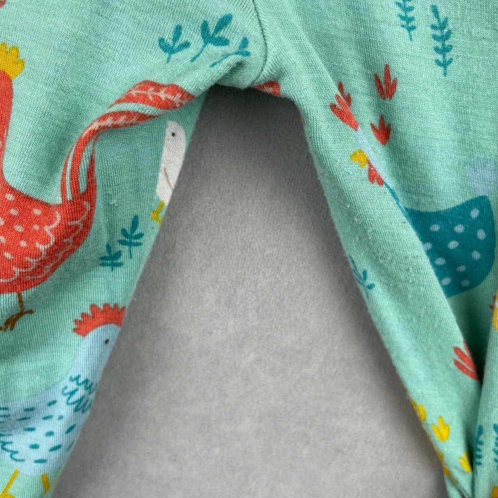 Little Sleepies Cluck Chicken Bamboo Pajama Leggings Teal Blue Kids 16 Farm Luxe